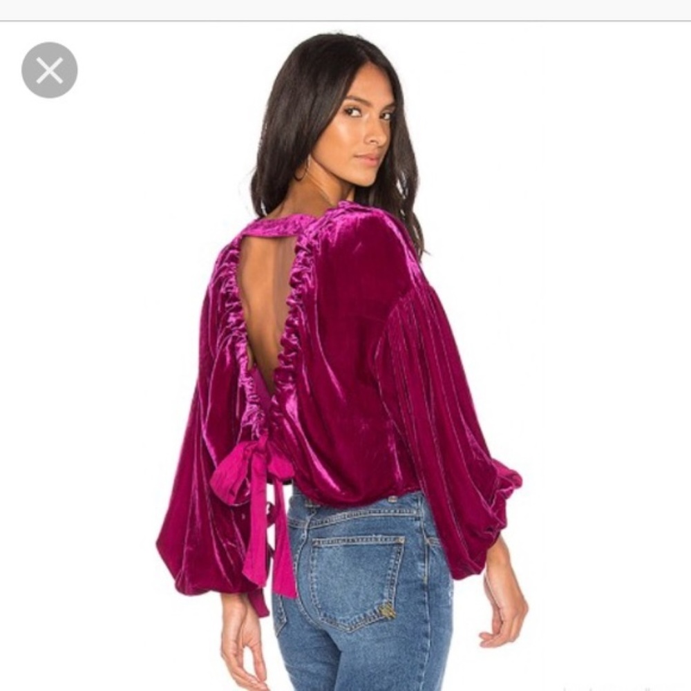 π FREE PEOPLE Gimme Some Lovin Top Pink Velvet - Picture 2 of 8